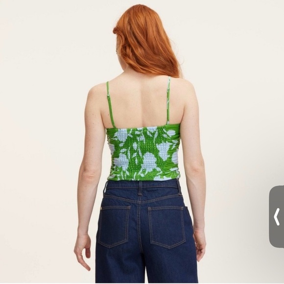 NWT Kate spade Green and White Floral Women's Top, wrap bottom size XS. Ptp 17 - Picture 2 of 7
